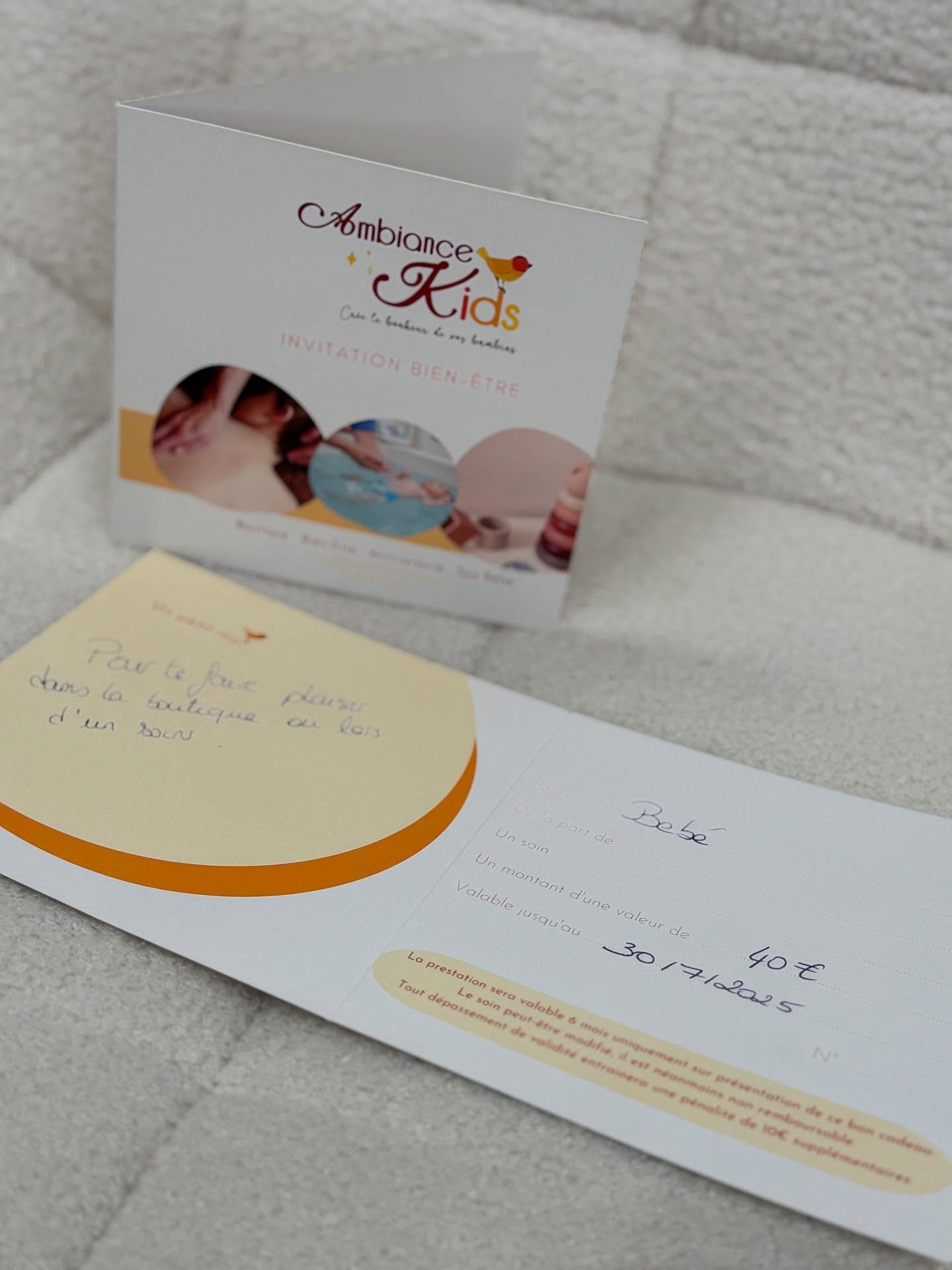 La carte cadeau de naissance 👶🏻🍼
En panne d’idée cadeau ?
Pensez au bon d’achat dans votre boutique bien être bébés et enfants à Quimperlé .
La carte est valable 6 mois et les parents pourront choisir entre des produits, des jeux ou encore des soins .
N’hésite pas à tagger une future maman ou un futur papa .
#bebe #baby #naissance #accouchement #futuremaman #futurpapa #parents #papi #mamie #maman #papa #cadeau #cadeaudenaissance #enfants #kids #babyspa #massage #assiettesilicones #jeu #jouet